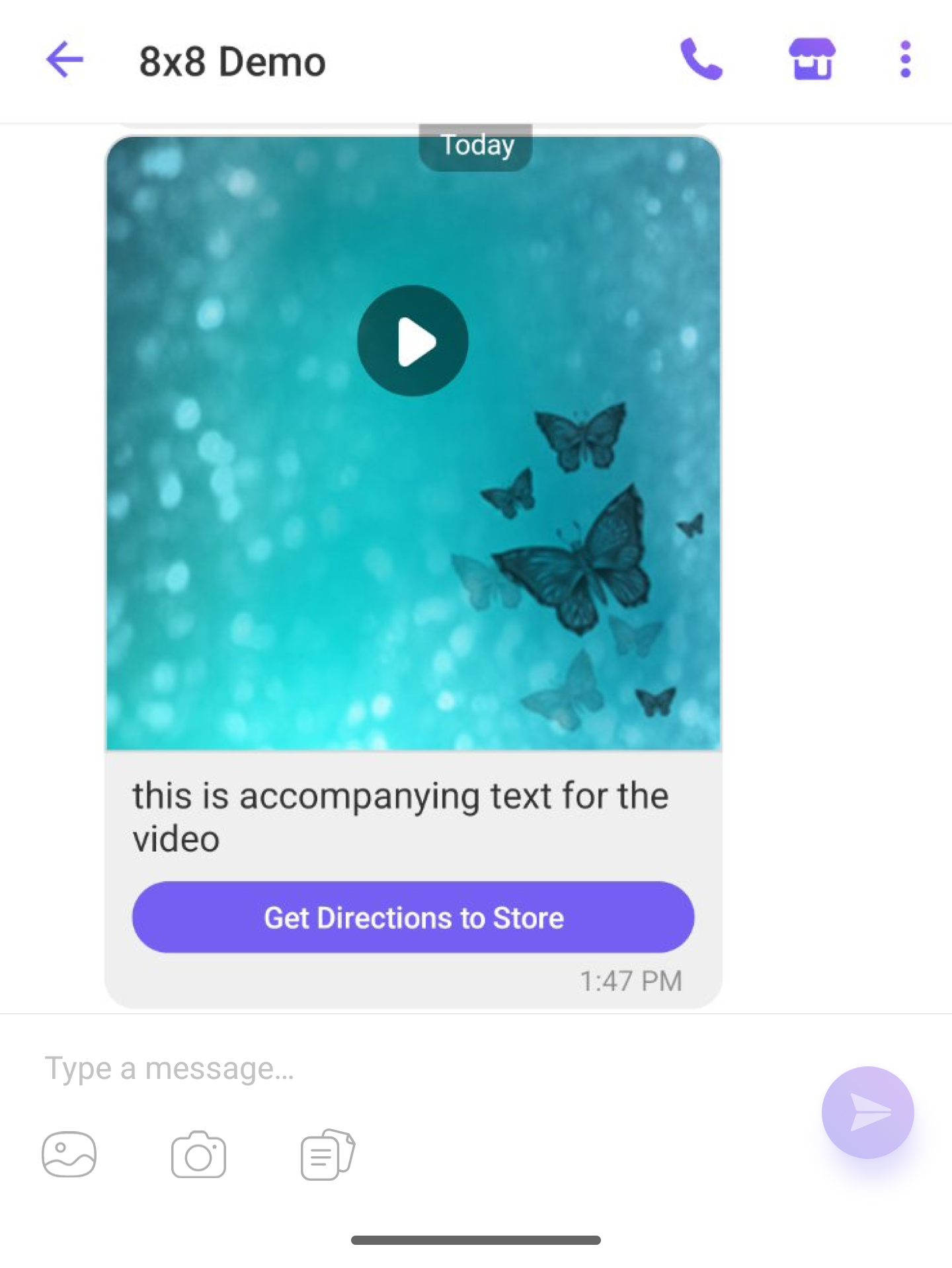 Viber Text, Video, and Button Message Example
